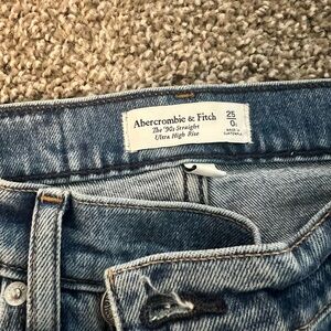 Abercrombie 90’s straight ultra high rise jeans with cross over front button